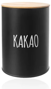 Dóza na potraviny, plechová, čierna, s bambusovým vekom, 1,3 l, KAKAO