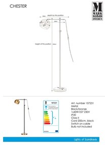 Čierno-bronzová voľne stojacia lampa Markslöjd Chester