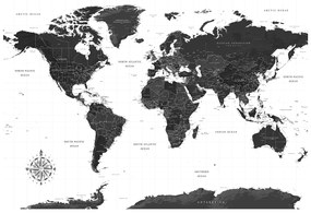 Artgeist Fototapeta - Black and White Map Veľkosť: 250x175, Verzia: Standard