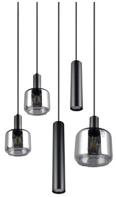 Čierne závesné svietidlo s kovovo-skleneným tienidlom ø 40 cm Mataro – Trio