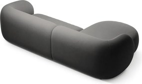 Tmavosivá zamatová rohová pohovka (ľavý roh/s leňoškou) Kate – Micadoni