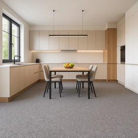 Spoltex, Koberec metráž Ester / 77 Šedá, na mieru, šíře 5m, šedá, ab (mriežka), chodba / predsieň