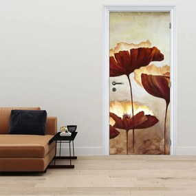 Fototapeta na dvere - Červené kvety (95x205cm)