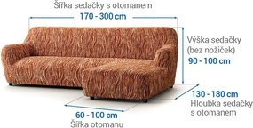 Bielastické poťahy UNIVERSO NOVÉ žíhané tehlové sedačka s otomanom vpravo (š. 170 - 300 cm)