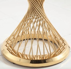 OKRÚHLY KONFERENČNÝ STOLÍK AUDREY BIELY MRAMOR + ZLATÝ 50 cm