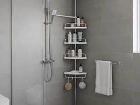 AKCIA Rohová polica do kúpeľne COMPACT teleskopická 104-315 cm, biela II. akosť