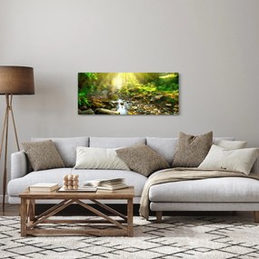 Obraz rieky v zelenom lese (120x50 cm)