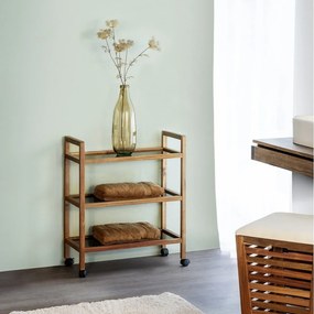 Čierny/v prírodnej farbe kúpeľňový regál z masívu akácie 65x76,5 cm Fondi – Wenko