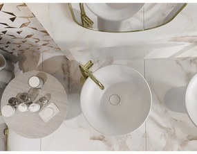 Mexen Leta, voľnestojace umývadlo z konglomerátu 45x45x83 cm, biela matná, 26574500