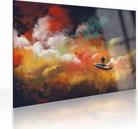 Sklenený obraz - Muž plaviace vesmírom (70x50 cm)
