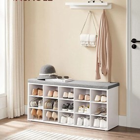 Lavica na topánky s 15 priehradkami, biela a sivá