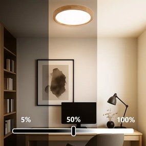 Brilagi - LED stmievateľné svietidlo WOODROUND LED/30W/230V 3000-6000K priemer 40 cm + diaľkové ovládanie