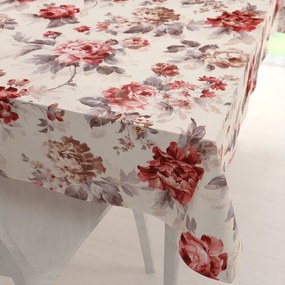 Biante Zamatový obdĺžnikový obrus Tamara TMR-017 Červené pivonky na pieskovom 60x100 cm