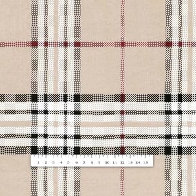 Biante Bavlnený behúň na stôl Sandra SA-548 Čierno-červeno-biele káro na béžovom 35x140 cm