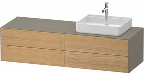 DURAVIT White Tulip závesná skrinka pod umývadlo na dosku (umývadlo vpravo), 4 zásuvky, 1600 x 550 x 408 mm, dub prírodný masív/kameňovo šedá matná, WT4867RH5920000