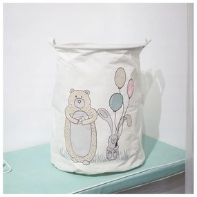 Kôš na hračky a bielizeň s potlačou BEAR 35x45 cm, biely