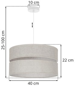 Závesné svietidlo Len, 1x svetlobéžové textilné tienidlo, (fi 40 cm), w