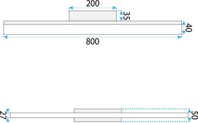 Toolight Toolight, LED nástenné svietidlo 80 cm, 13W, 1000lm, 4000K, APP1847-1W, chrómová, OSW-66002