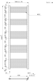 Erga Basic, vykurovacie teleso 1600x500 mm, 643 W, biela, ERG-LAV-BASIC-16050-WH