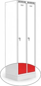 Kovová šatníková skriňa Trestles SS2M 1800x600x500 mm, 2 oddiely, červené dvere Podnož: nožičky, Zámok: otočný