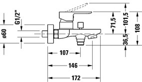 Duravit DC5230001010 - Vaňová batéria D-CODE, lesklý chróm