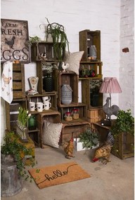 Biely drevený retro box s dvoma priehradkami a kovovým uchom - 41 * 19 * 29 cm
