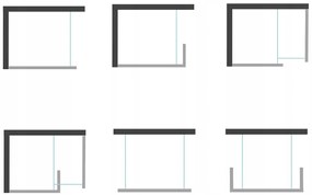Mexen Kioto sprchová zástena WALK-IN 8mm, 30x200 cm, čierny rám, 800-030-000-00-70