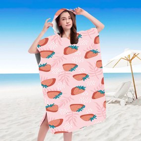 Plážové pončo STRAWBERRIES ružové 80x145 cm