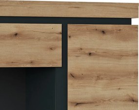 Nízká vitrína Corte, dub coast/tmavo šedá