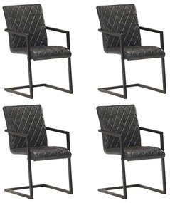 Jedálenské stoličky, perová kostra 4 ks, čierne, pravá koža 3057794