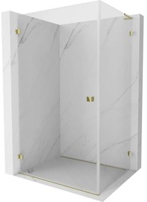 Mexen Lunar-B L, sklápací sprchový kút ľavý 95 x 80 cm, 8mm číre sklo, zlatý profil, 832L-095-080-50-00-L