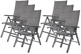 Livarno home Hliníkové kreslo Toronto s vysokým operadlom, antracitové, 6 kusov (800008985)