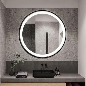 Rea Rea, LED zrkadlo 50cm s čiernym rámom MMJ P11394, HOM-05511
