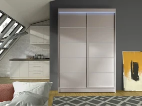 Posuvná šatníková skriňa Parys IV, Farby: kašmír, Osvetlenie: osvetlenie LED RGB - farebné