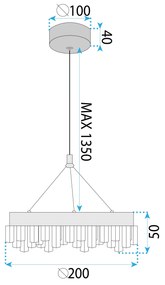 Toolight Toolight, závesné LED svietidlo 20cm, 12W, 3000K, LHJ097-CP, ružové zlato, OSW-60042