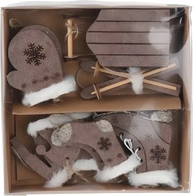 Set vianočných ozdôb v textilnom dizajne – hnedý 10 ks 16 × 16 cm