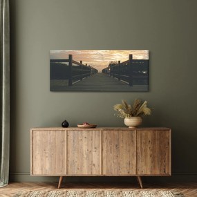 Obraz dreveného móla nad jazerom (120x50 cm)