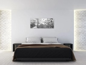 Obraz - Pole v zime (120x50 cm)