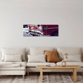 Obraz starého auta (s hodinami) (90x30 cm)