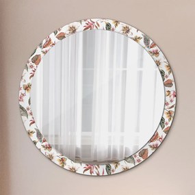 Okrúhle ozdobné zrkadlo Kvety fi 100 cm