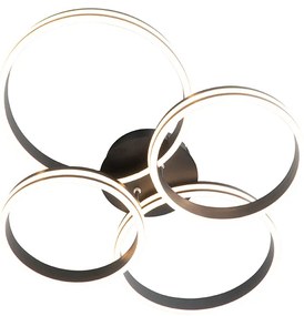 Stropné svietidlo čierne vrátane LED 3-stupňový stmievač 4-svetlo - Navara