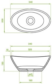 Laveo Vela, granitové umývadlo na dosku 340x200x130 mm, béžová, LAV-VGV1410T