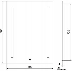 Obdĺžnikové zrkadlo MEXEN REMI 60x80 cm - s LED podsvietením a vyhrievaním, 9804-060-080-611-00