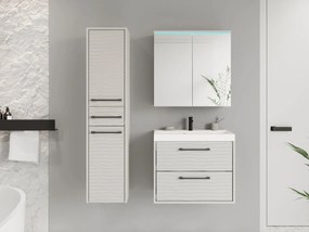 Kúpelňový nábytok Tomeq I, Farby: kašmírová béžová, Sifón: bez sifónu, Osvetlenie: osvetlenie LED RGB - farebné, Umývadlová batéria: Maro Blo 020M