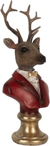Červeno-hnedá vianočná dekorácia busta jeleň Deer - 10*9*19 cm