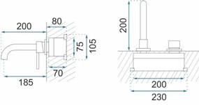 REA-B4109 - Umývadlová batéria pre podomietkovú inštaláciu LUNGO, brúsené zlato