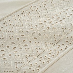 Krémové obliečky na dvojlôžko/predĺžené 230x220 cm Broderie Anglaise – Catherine Lansfield