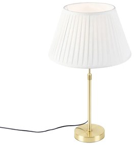 Stolová lampa zlatá / mosadz s nariaseným odtieňom krémová 35 cm - Parte