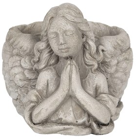 Šedý květináč s andělkou Anjel - 16 * 13 * 12 cm