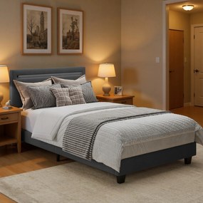 Łóżko tapicerowane 90×200 Bealife so zagłówkiem Szare/Beżowy BF27 jednolôžkové